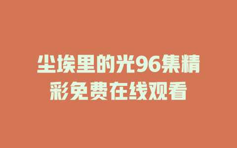 尘埃里的光96集精彩免费在线观看