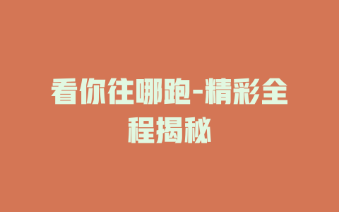 看你往哪跑-精彩全程揭秘