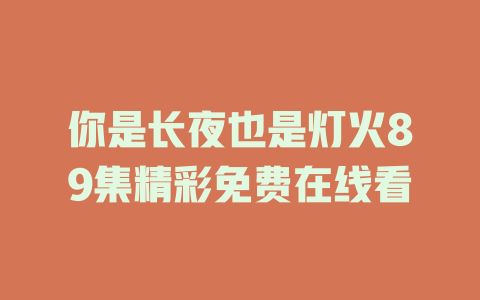 你是长夜也是灯火89集精彩免费在线看
