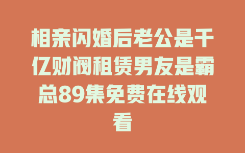 相亲闪婚后老公是千亿财阀租赁男友是霸总89集免费在线观看