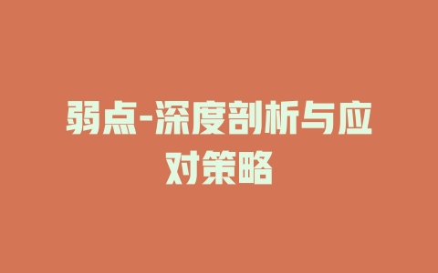 弱点-深度剖析与应对策略