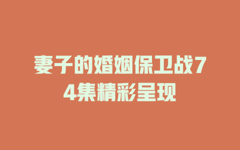 妻子的婚姻保卫战74集精彩呈现
