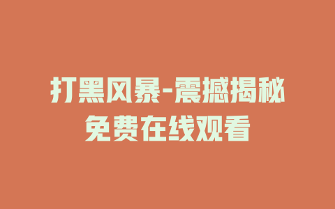打黑风暴-震撼揭秘免费在线观看