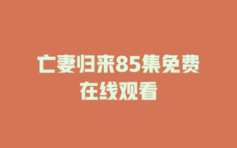 亡妻归来85集免费在线观看