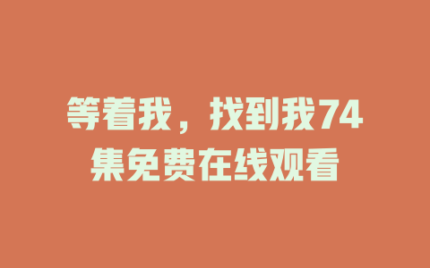 等着我，找到我74集免费在线观看