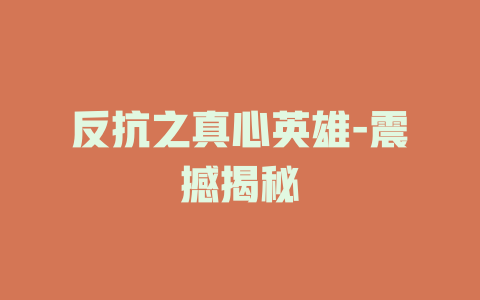 反抗之真心英雄-震撼揭秘