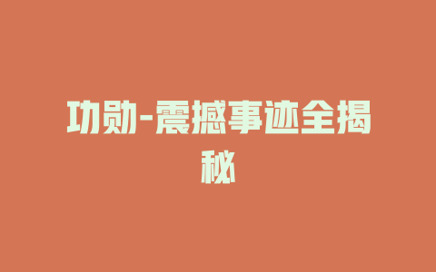 功勋-震撼事迹全揭秘