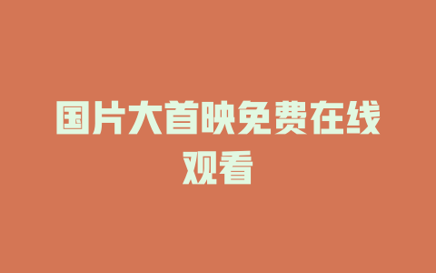 国片大首映免费在线观看