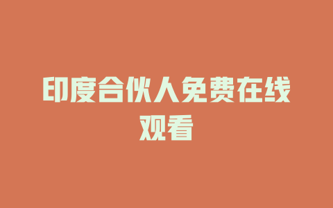 印度合伙人免费在线观看