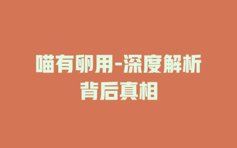 喵有卵用-深度解析背后真相
