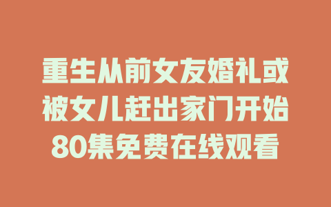 重生从前女友婚礼或被女儿赶出家门开始80集免费在线观看