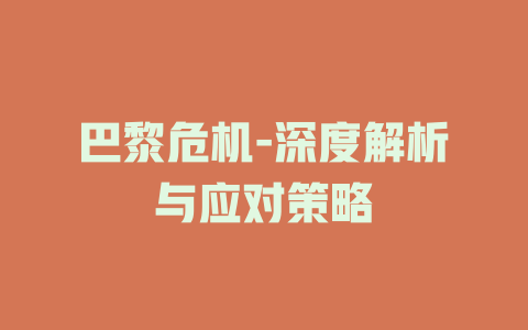 巴黎危机-深度解析与应对策略