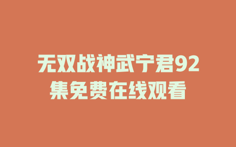 无双战神武宁君92集免费在线观看