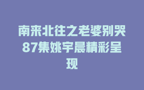 南来北往之老婆别哭87集姚宇晨精彩呈现