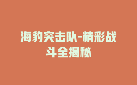 海豹突击队-精彩战斗全揭秘