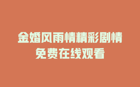 金婚风雨情精彩剧情免费在线观看