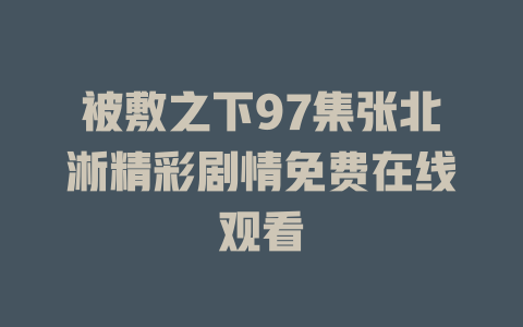 被敷之下97集张北淅精彩剧情免费在线观看