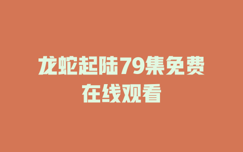 龙蛇起陆79集免费在线观看
