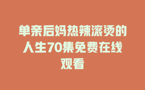 单亲后妈热辣滚烫的人生70集免费在线观看
