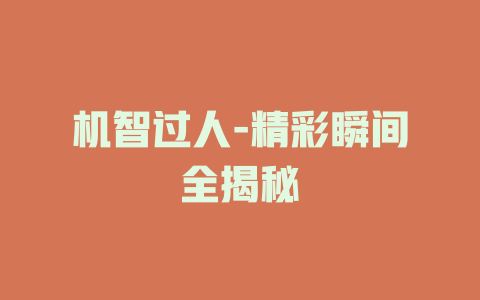 机智过人-精彩瞬间全揭秘