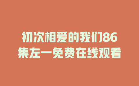 初次相爱的我们86集左一免费在线观看