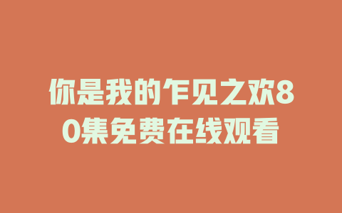 你是我的乍见之欢80集免费在线观看