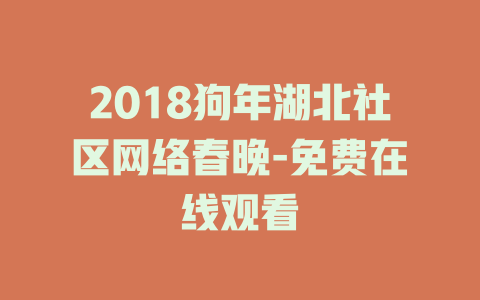 2018狗年湖北社区网络春晚-免费在线观看