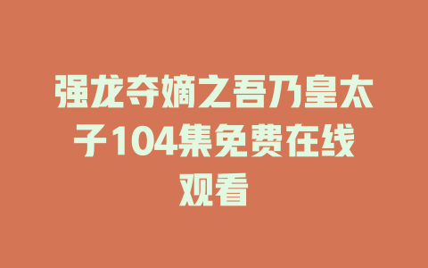 强龙夺嫡之吾乃皇太子104集免费在线观看