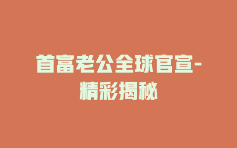 首富老公全球官宣-精彩揭秘