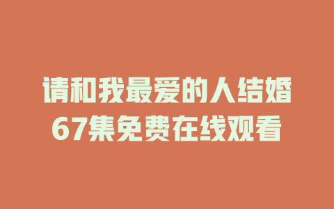 请和我最爱的人结婚67集免费在线观看