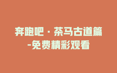 奔跑吧·茶马古道篇-免费精彩观看