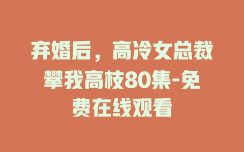弃婚后，高冷女总裁攀我高枝80集-免费在线观看