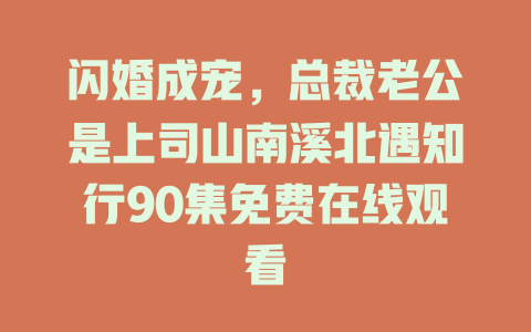 闪婚成宠，总裁老公是上司山南溪北遇知行90集免费在线观看