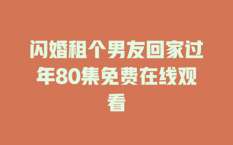 闪婚租个男友回家过年80集免费在线观看