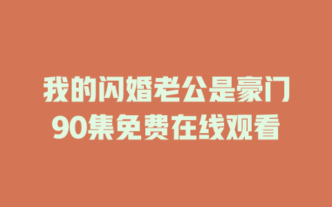 我的闪婚老公是豪门90集免费在线观看