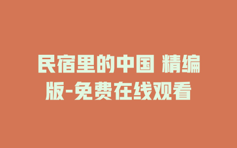 民宿里的中国 精编版-免费在线观看