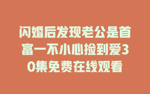 闪婚后发现老公是首富一不小心捡到爱30集免费在线观看
