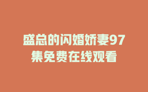 盛总的闪婚娇妻97集免费在线观看