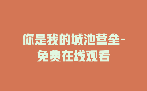 你是我的城池营垒-免费在线观看