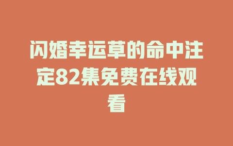 闪婚幸运草的命中注定82集免费在线观看