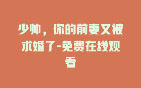 少帅，你的前妻又被求婚了-免费在线观看