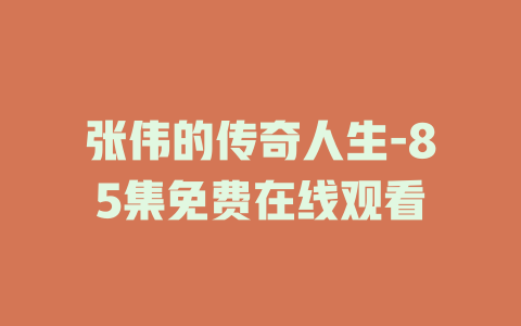 张伟的传奇人生-85集免费在线观看