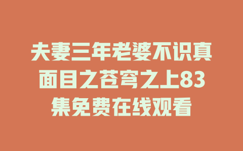 夫妻三年老婆不识真面目之苍穹之上83集免费在线观看