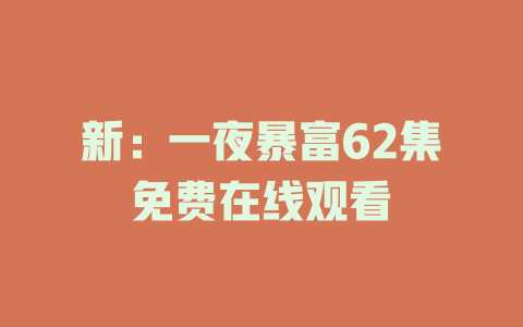 新：一夜暴富62集免费在线观看