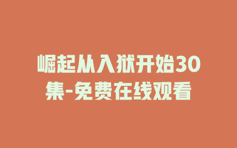 崛起从入狱开始30集-免费在线观看