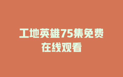 工地英雄75集免费在线观看