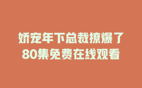 娇宠年下总裁撩爆了80集免费在线观看
