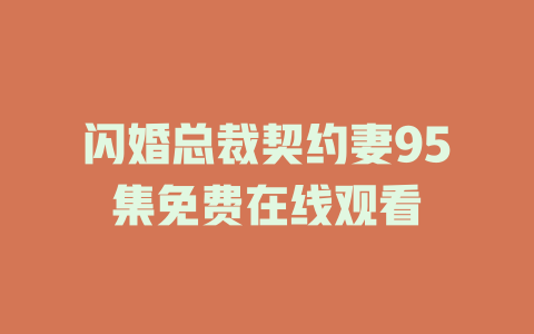 闪婚总裁契约妻95集免费在线观看