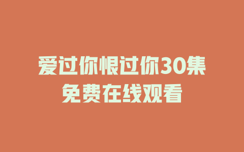 爱过你恨过你30集免费在线观看