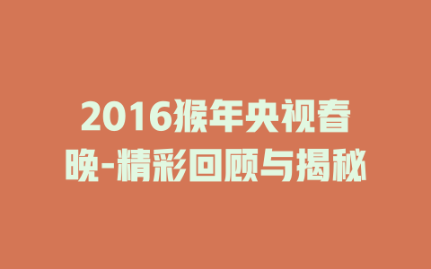 2016猴年央视春晚-精彩回顾与揭秘